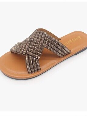 Shining Silde Sandals Flat Sparkling Sandals
